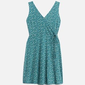 Kayleigh Melany Faux Wrap Knit Dress, Teal Floral, size XL